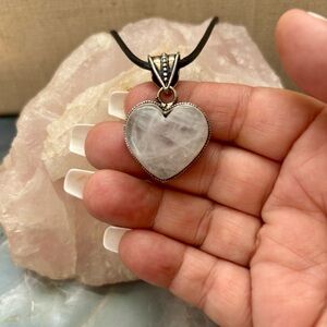 Handmade Rose Quartz On 925 Sterling Silver Overlay Pendant